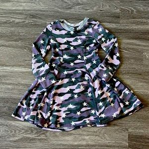 Pixie land camouflage dial twirl dress with white stars size 6